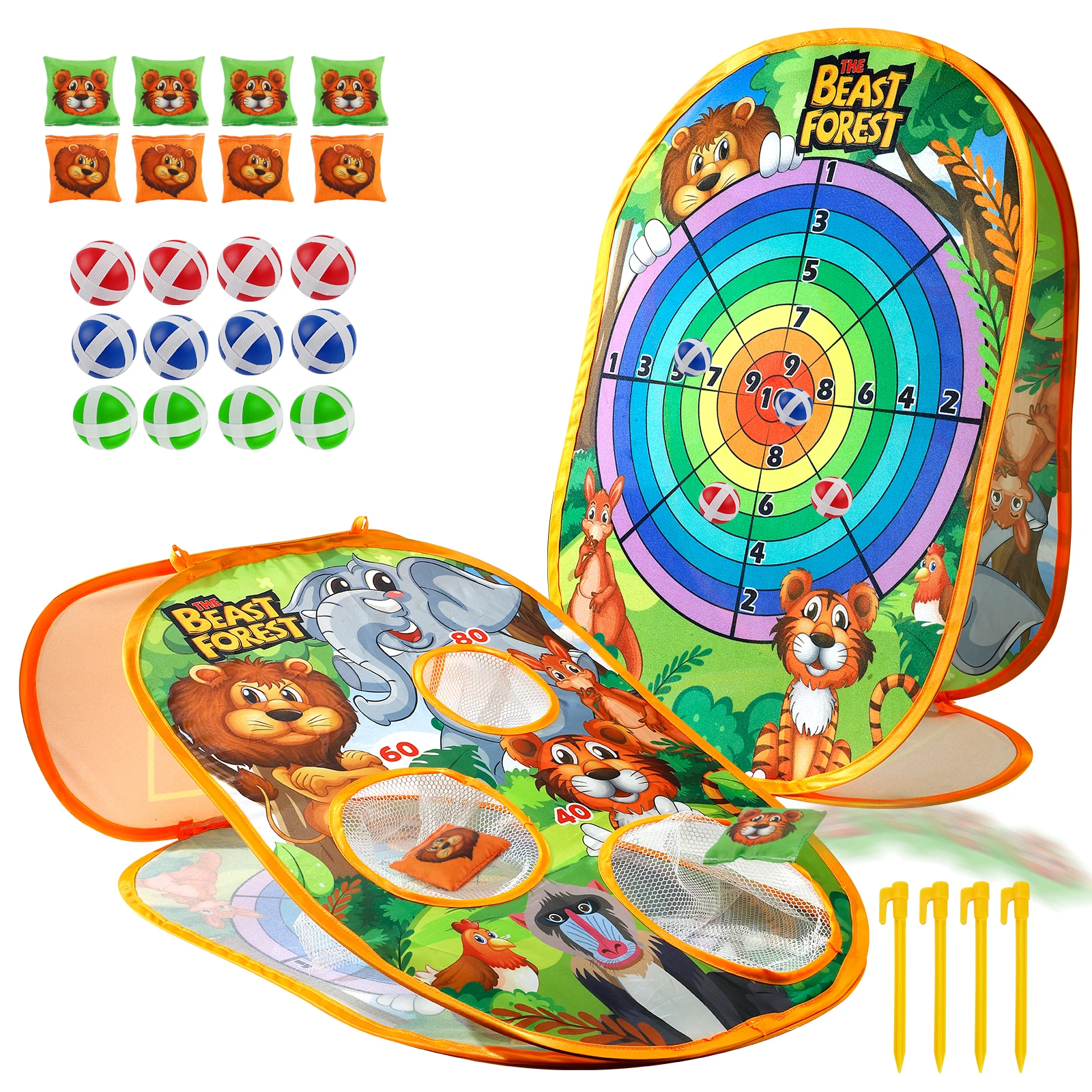 Juego de lanzamiento de bolsas de frijoles para animales (color aleatorio), juego de lanzamiento al aire libre, regalo de cumpleaños para niños y niñas, Navidad
