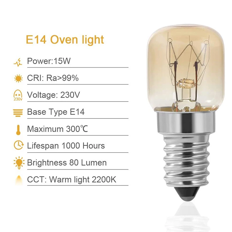 Фонарь для духовки, 4 шт, E14, 15 Вт, фонарь для духовки с прозрачной крышкой, Е14, устойчивый к 300 градусов Цельсия, фонарь для духовки