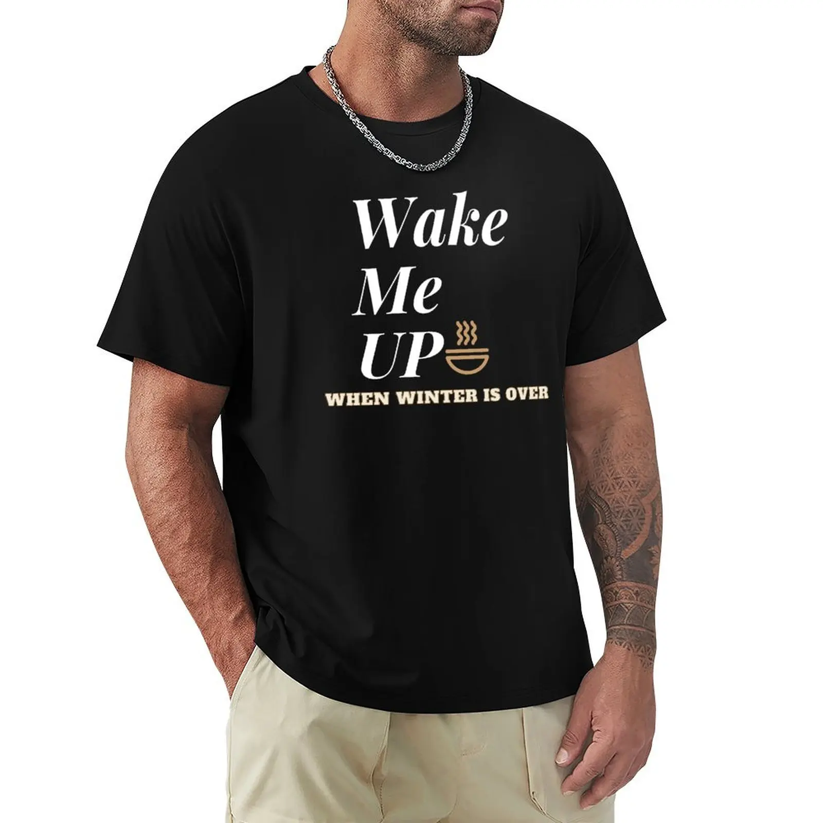 Wake me up when winter is over T-Shirt Blouse animal prinfor boys aesthetic clothes mens white t shirts