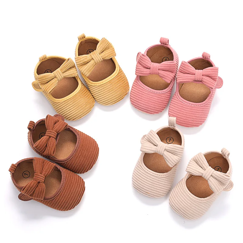 2024 Newborns Baby Shoes Cotton Rubber Sole Non-slip Butterfly Knot Baby Girl Shoes First Walkers Crib Moccasins Shoes