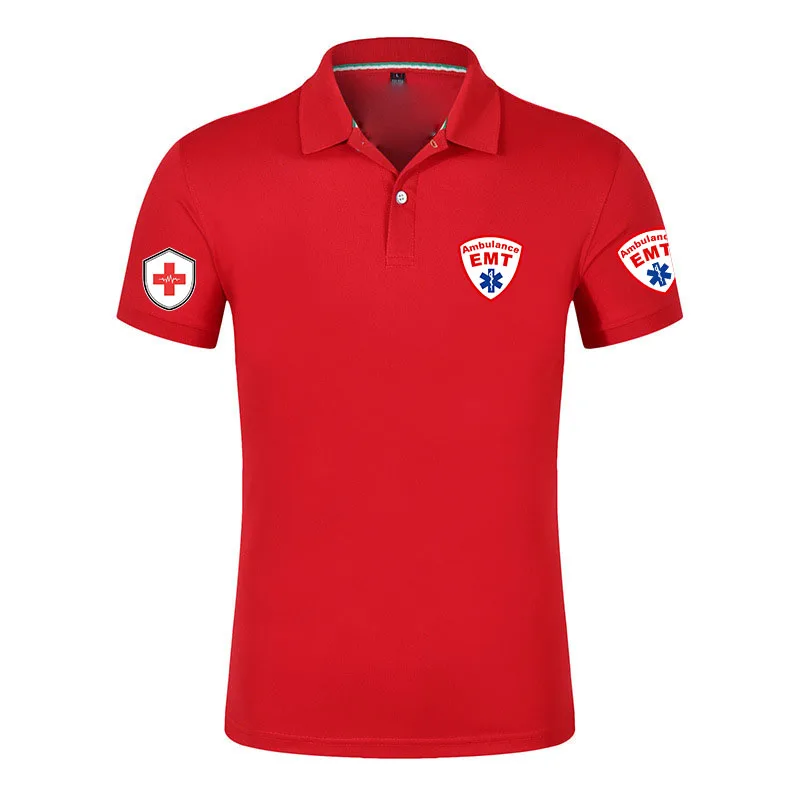 Camiseta Deportiva Casual Transpirable para Hombre, con Logotipo de Ambulancia de Emergencia EMT, Color Sólido, Estilo Polo Chino, Verano 2026