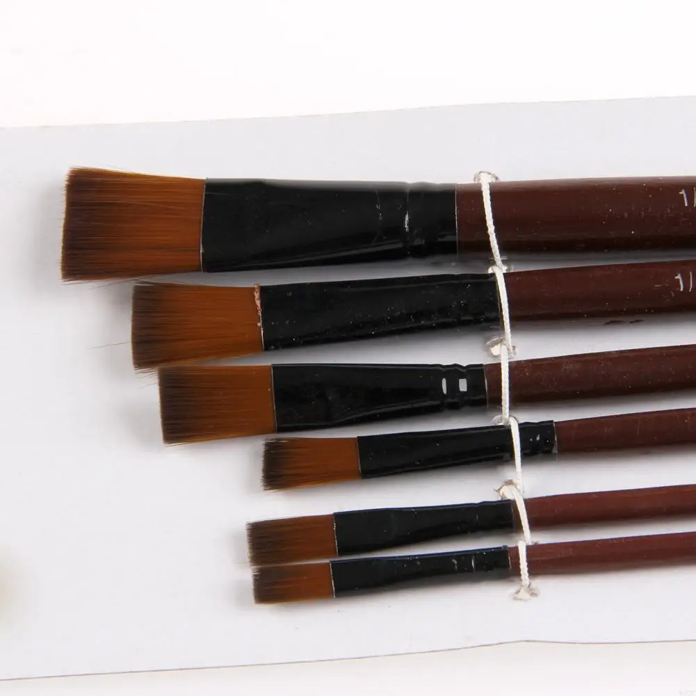 W89C 6Pcs Nylon Acrylic Oil Paint Gouache Brushes For Artist Supplies Watercolor Set