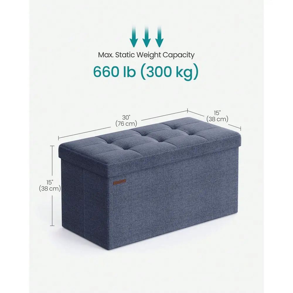 

30 Inches Folding Storage Ottoman Bench, Ottoman Foot Rest, End Of Bed Bench, Storage Chest, Load 660 Lb, For Living Room, Bedr