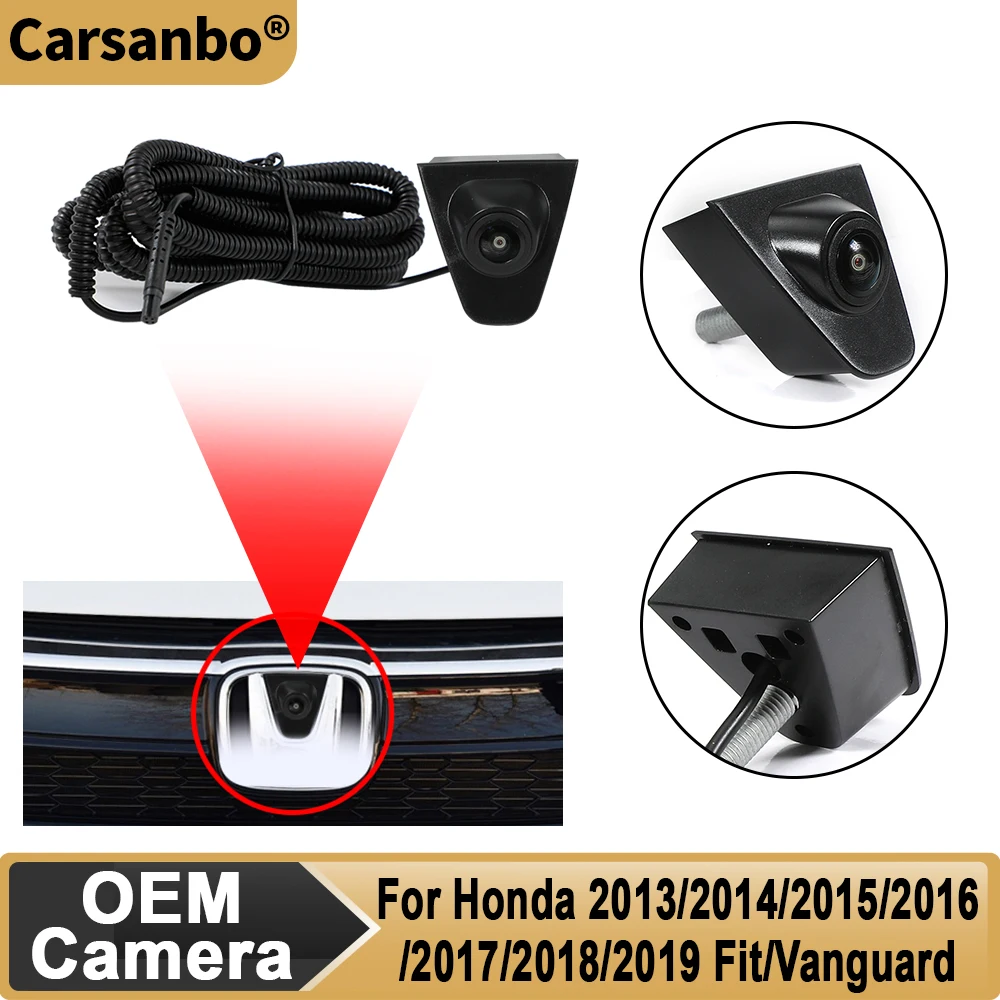 

Carsanbo Car Front View Camera For Honda 2013 2014 2015 2016 2017 2018 2019 Fit / Vanguard Night Vision Fisheye Cam AHD 1080P