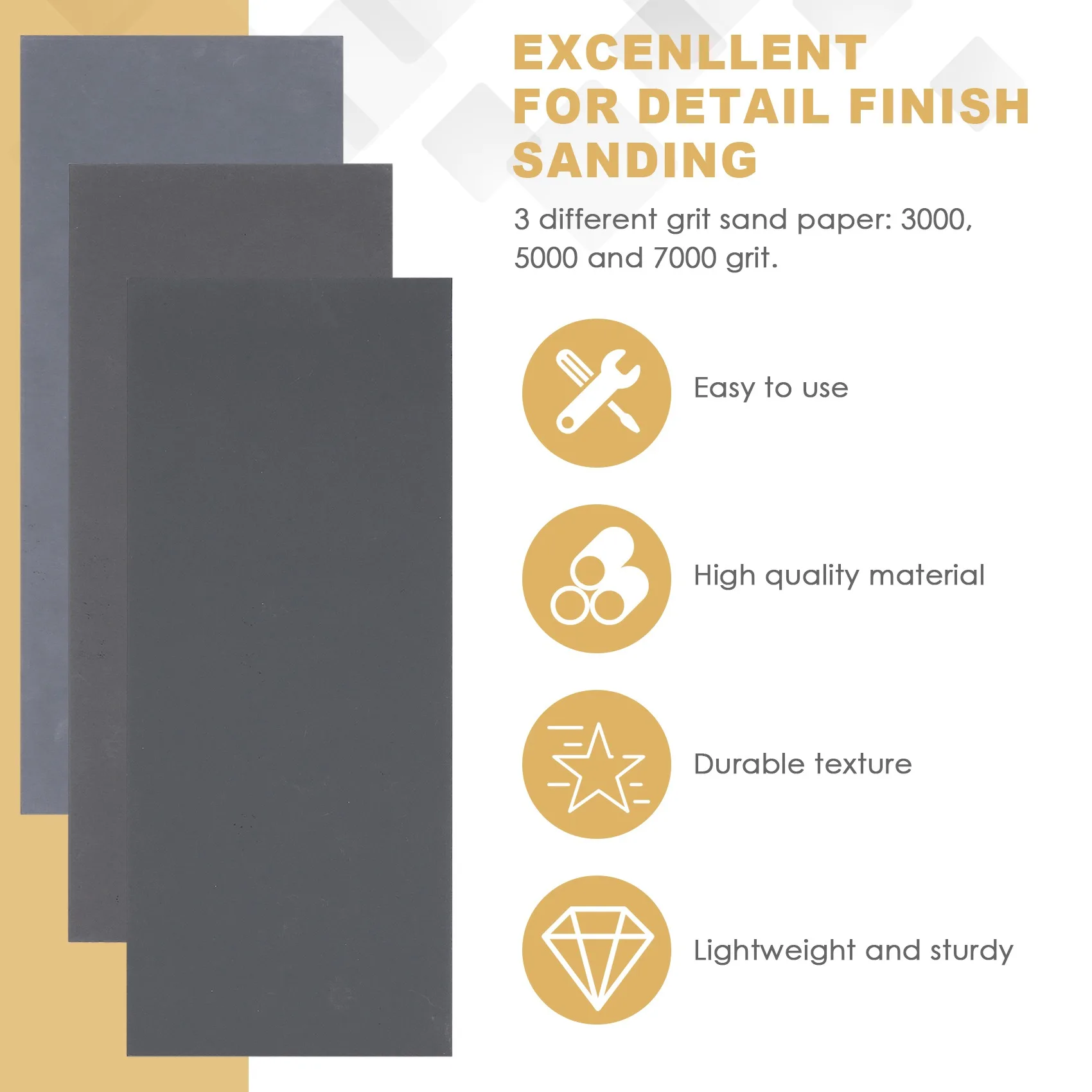 9 Pcs 3000 5000 7000 High Grit Wet And Dry Sandpaper Assortment Drywall Sanding Paper 9 X 3.6 Inch For Car Paint Auto Body