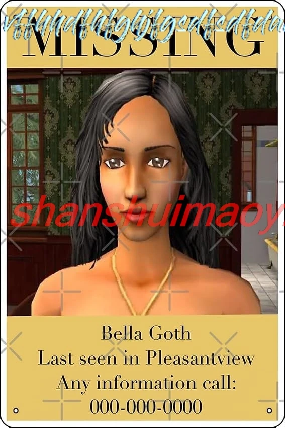 Bella Goth is missing Art Print 8 x 12 Inch Funny Metal Tin Sign Game Room Man Cave Wall Decor sign