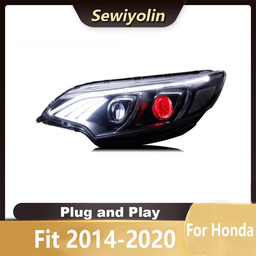 For Honda Fit 2014-2020 Car LED Headlight Auto Head lamp Reverse Brake Fog Front lights DRL Plug and Play IP67 2pcs/Set