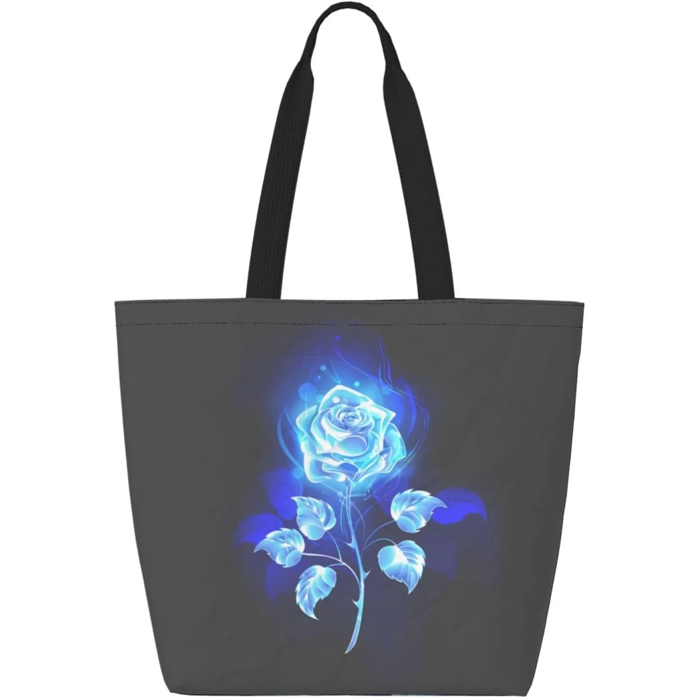 

Burning Blue Rose Aramid Tote Bag with Zipper Pocket, Reusable Shopping Bag, Lightweight & Waterproof