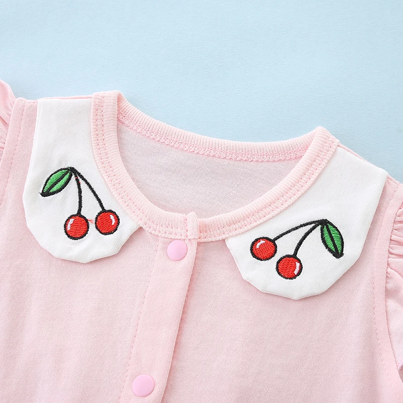 Newborn baby summer clothes, thin pure cotton clothes, baby girl princess cute jumpsuit 0-1 years old