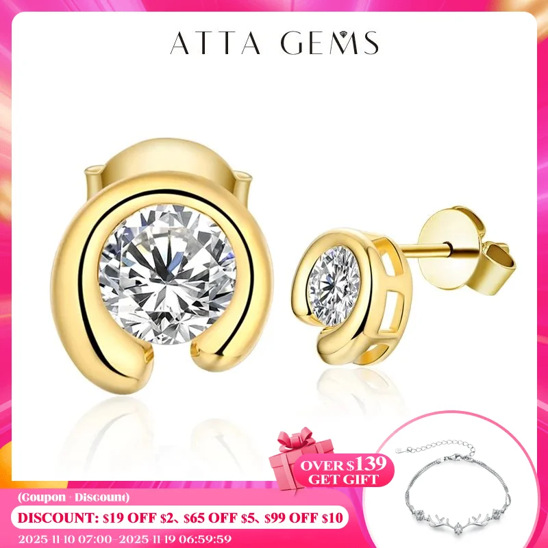 

Attagems 925 Sterling Silver Stud Earrings Women 0.5ct Moissanite Diamond Round Cut Fire Gemstone Wedding Fine Jewelry