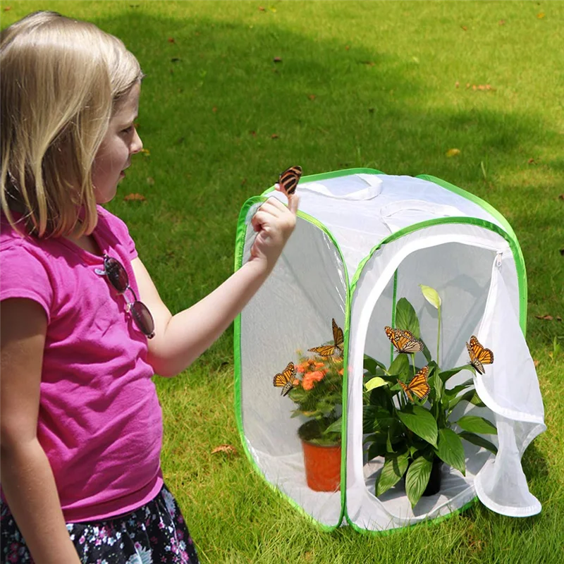 AB09-2-Pack Gabbia per habitat per insetti e farfalle Terrario - Custodia per farfalle (2 X 15,7 X 15,7 X 23,6 pollici) Facile da usare