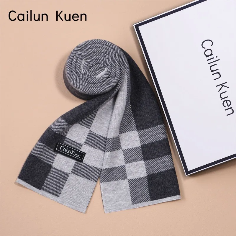 New Men's Versatile Wool Blend Scarf Winter Korean Style Fashion Warm Knit Scarves Male Thermal Neck Warmer Muffler Gent NO BOX