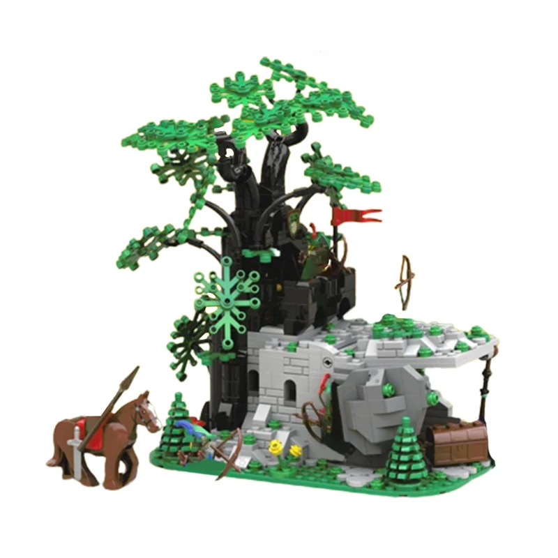 

MOC Medieval Castle Camouflaged Outpost Model Building Blocks Bricks Creative Assembly Kids Toys for children Birthday Gifts