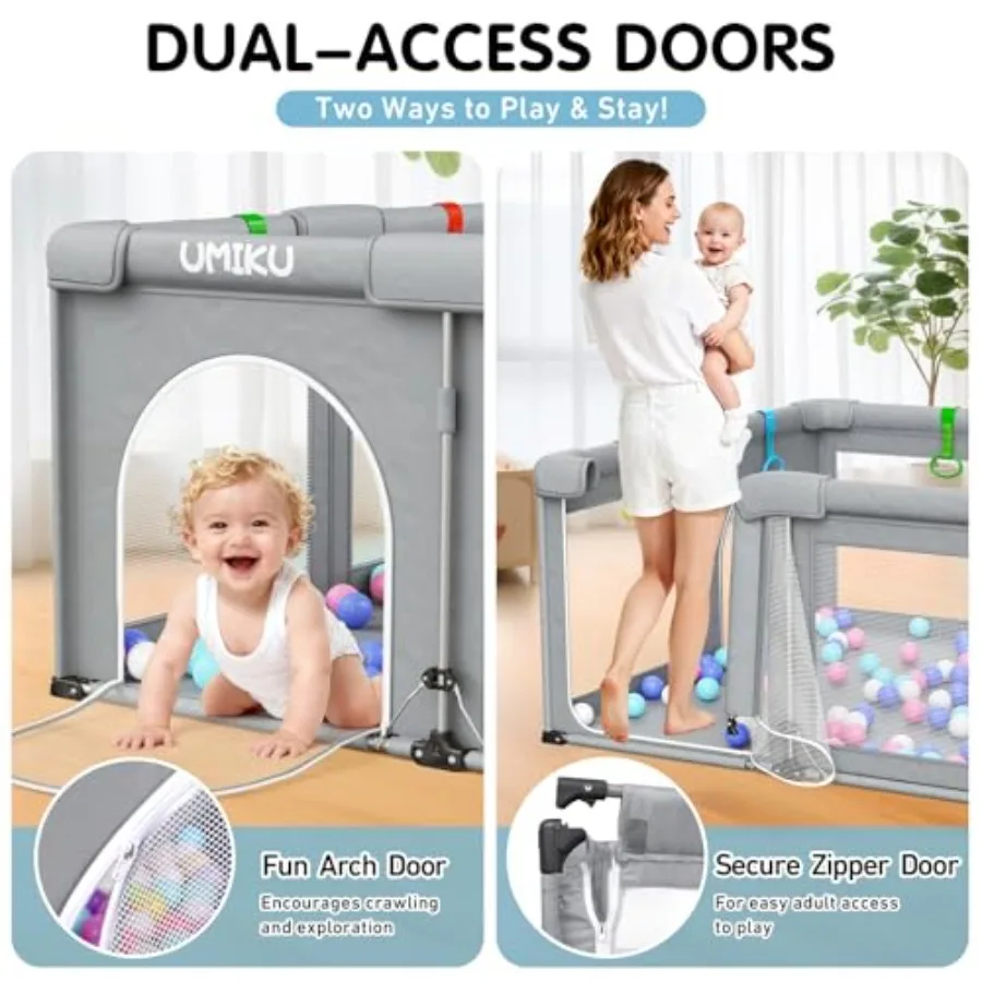 Baby Playpen Foldable Playpen for Babies and Toddlers Large Playpens Portable Play Pen with 2 Doors Safety Area for Kid Fence T
