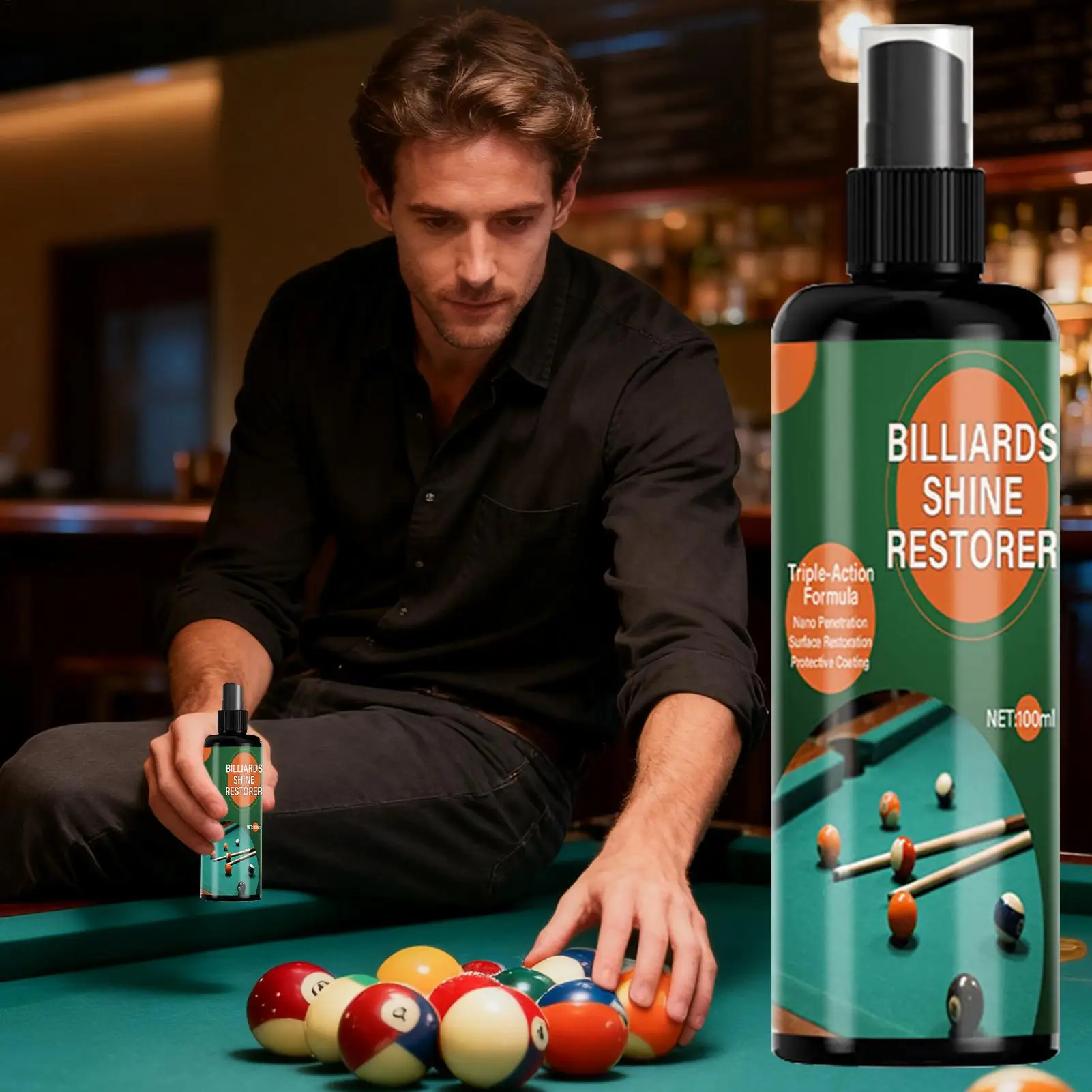 Billiard Ball Restorer 100ml Gentle Pool Table Cleaning Mist With Towel Billiard Ball Polishing Spray for Men Women Youth Teens