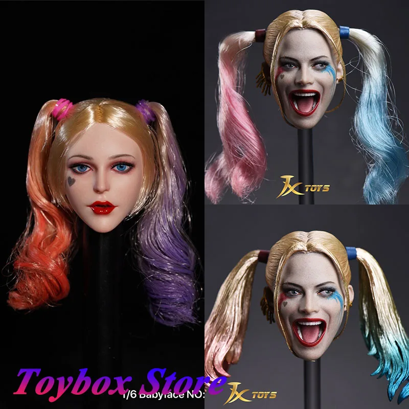 JXTOYS-JX-012 1/6 Harley Quinn Babyface BF01 Joker Girl, cabeza delicada, ACG-23, bate de béisbol, modelo de juguetes para decoración femenina de 12"