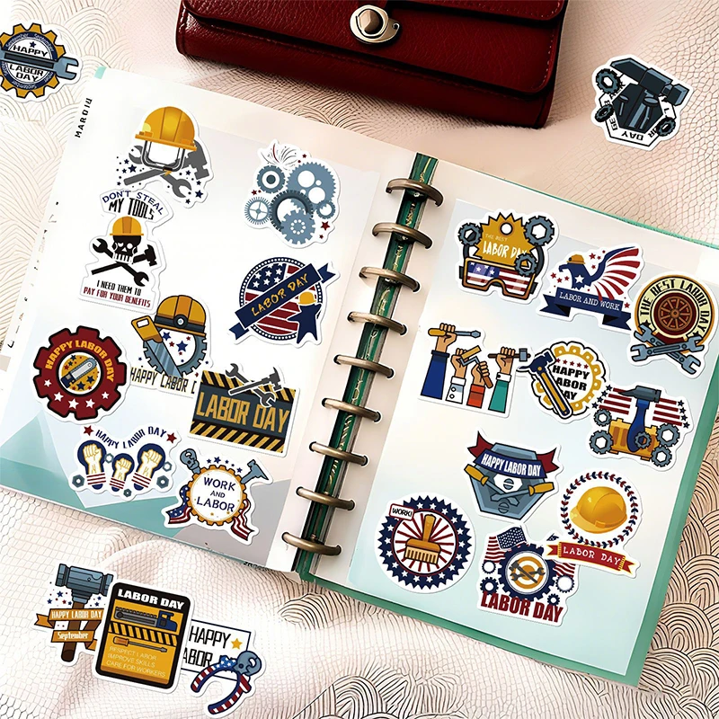 50PCS American Labor Day Graffiti Stickers DIY Water Cup Computer Notebook Guitar Skateboard Festive Memorial Graffiti Decals