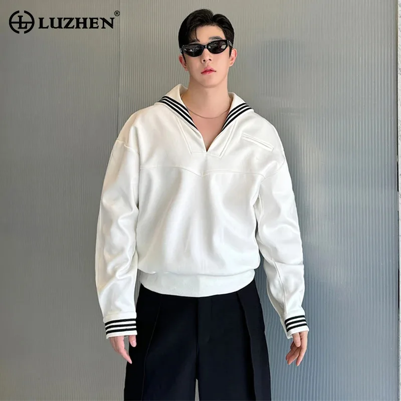 LUZHEN Autumn Fashion New Stripe Pattern Design Sweatshirts Stylish Handsome Korean Sport Cotton Versatile Men\'s T Shirts LZ4686