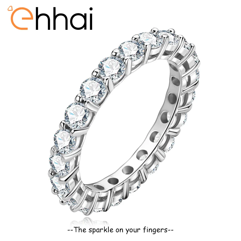 

Ehhai GRA Certified Round Moissanite Engagement Rings for Women Real 925 Sterling Silver Eternity Band Wedding Fine Jewelry Gift