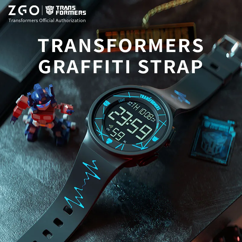 Электронные цифровые часы Zgo Transformers для мужчин, многофункциональные спортивные светящиеся водонепроницаемые умные часы, подарок для мальчика 8553