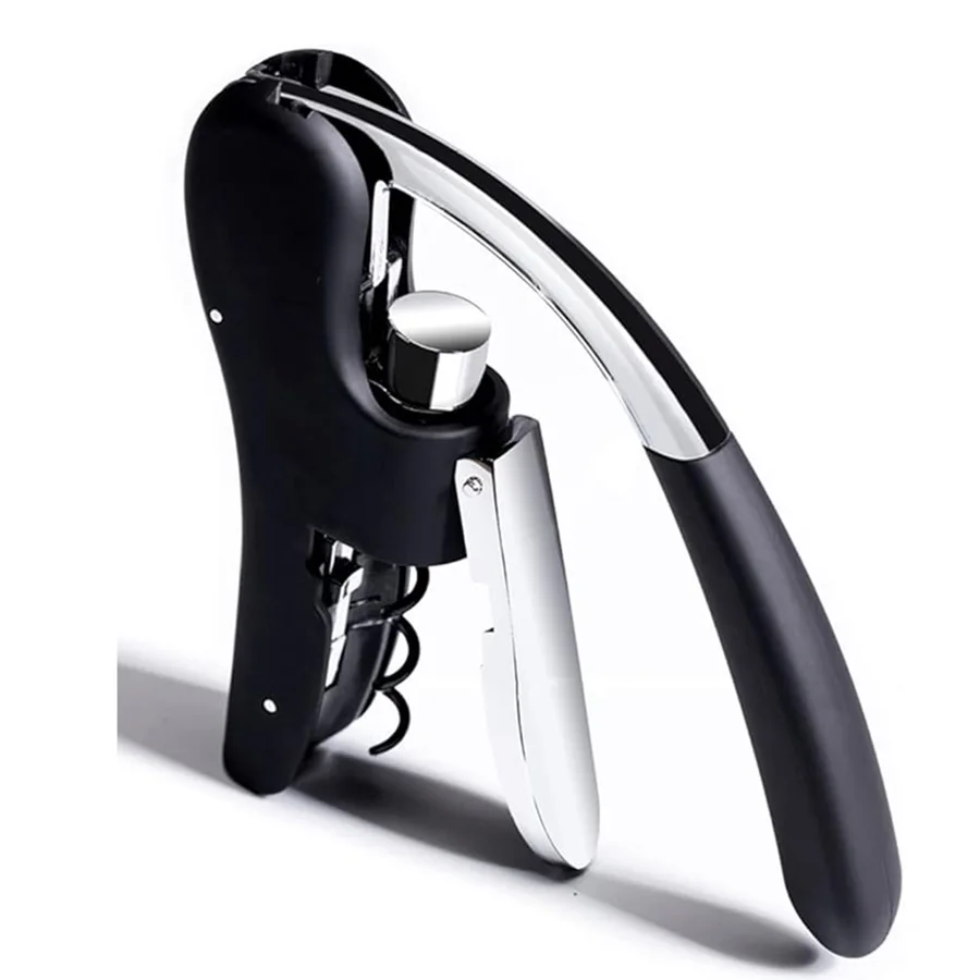 

Wine Bottle Opener Manual Vertical Lever Corkscrew with Foil Cutter and Extra Spiral Manual Handheld Corkscrew