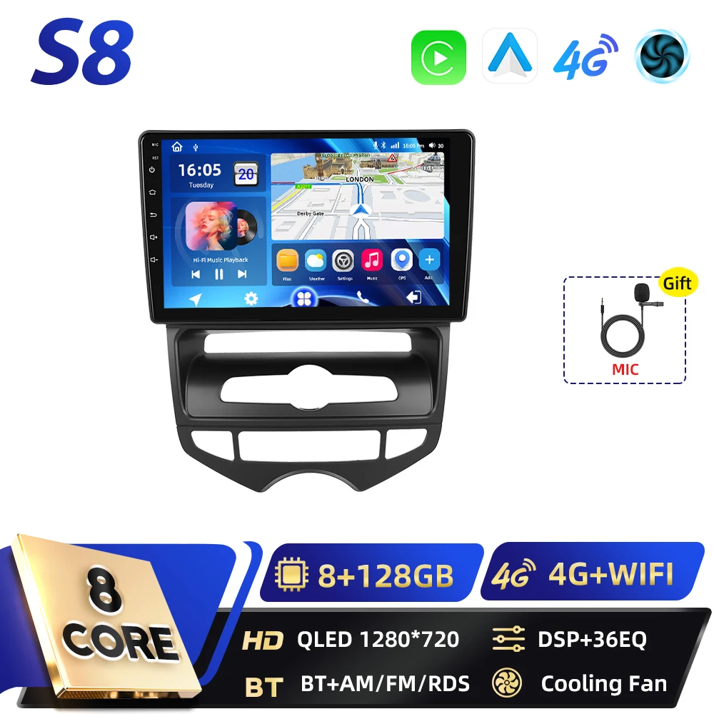 Podofo 8+128G 2din Android autoradio voor Hyundai IX20 2012 GPS navigatie Carplay Android Auto BT DSP WIFI FM
