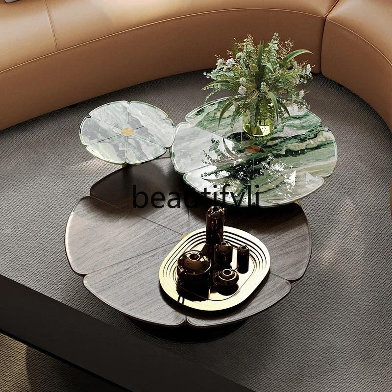 

xzzHigh-end, minimalist Italian light luxury combination coffee table natural luxury stone