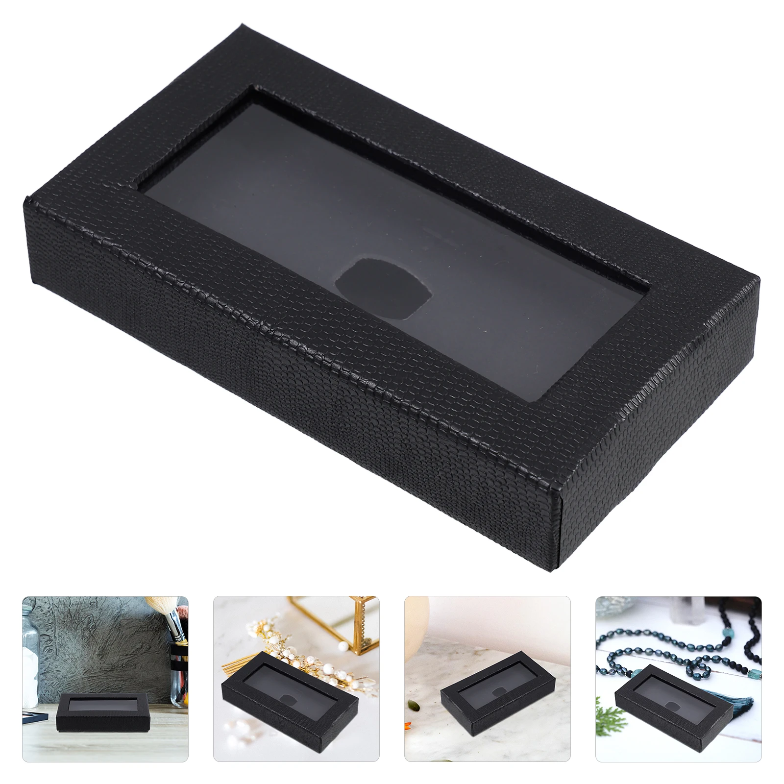 

4pcs Men's Bow Tie Packaging Box Black Snake Pattern Transparent Window Paper Boxes bow ribbon cookie boxes treat boxes gifts
