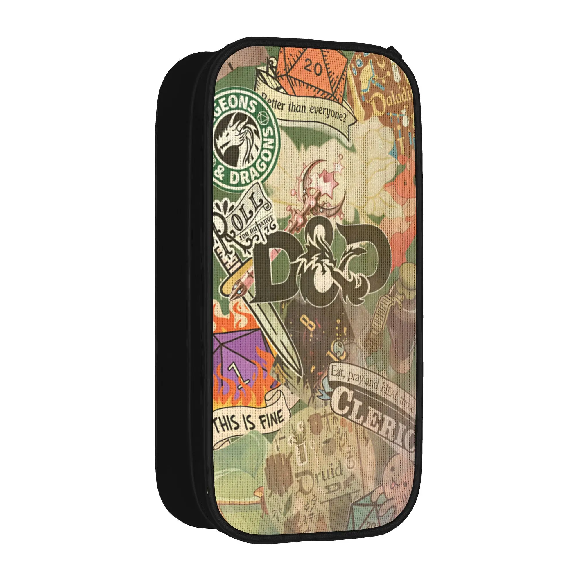 Kawaii Pencil Case Dungeon Dragon DND Pencil Box  School Pencil Cases Child Zipper Design School Stationery