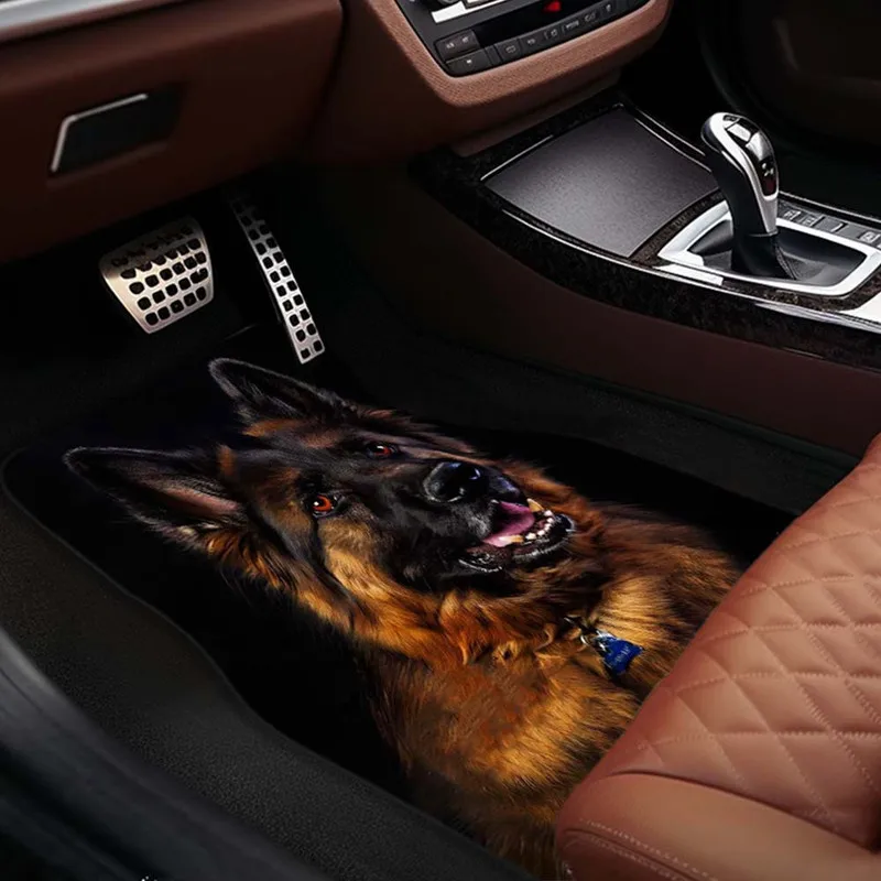 4Pcs Car Floor Mat, German Shepherd Dog Print, Ideal For Dog Owners