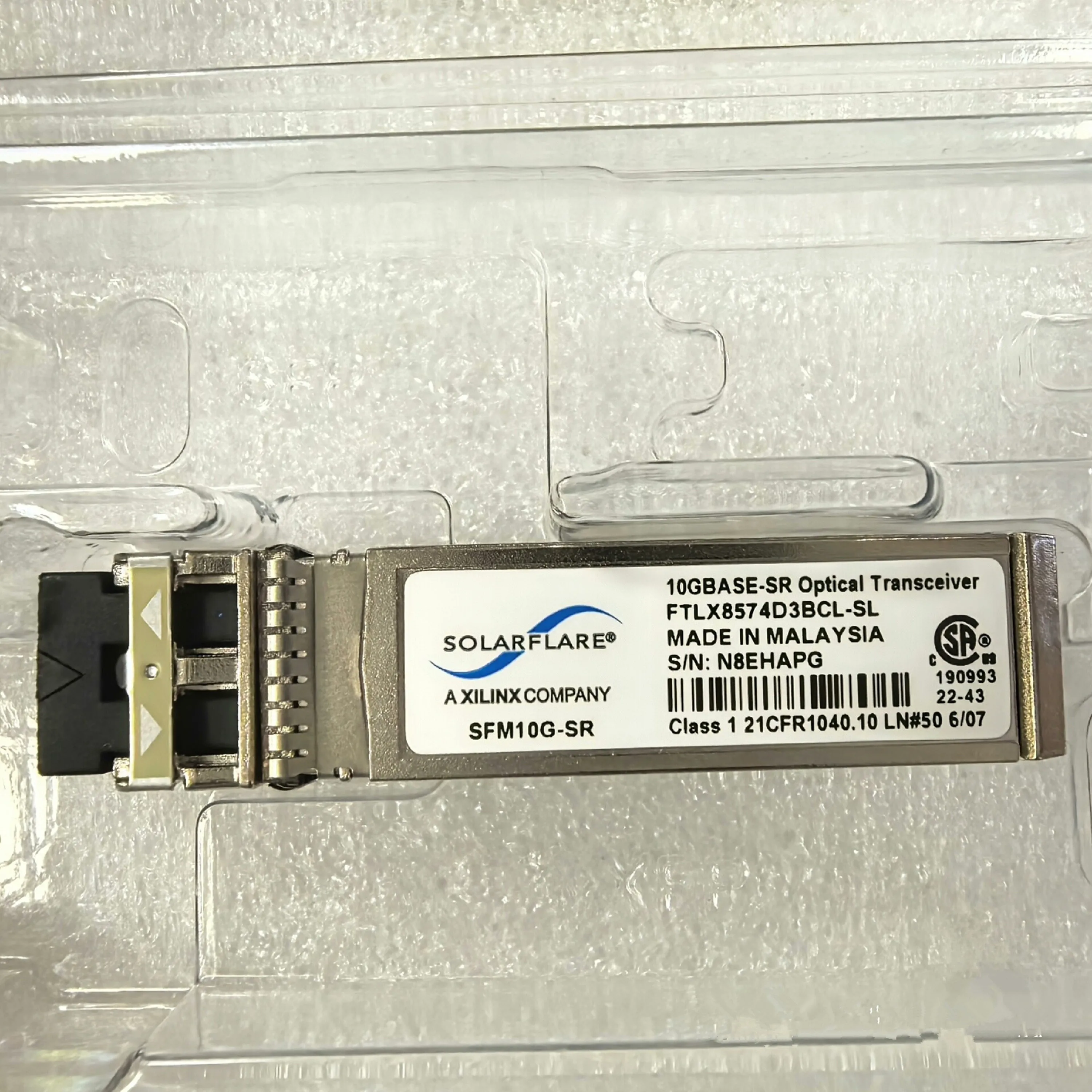 

Solarflare 10G SR Transceiver FTLX8574D3BCL-SL SMF10G-SR 10GBASE-SR Solarflare SFP Fiber Optical Network Card