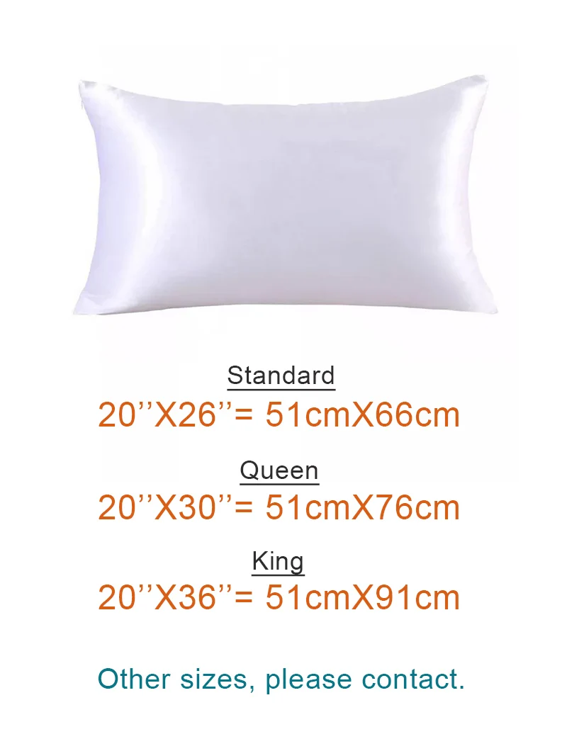 SuyaDearm 1Pc Two-Sided 19mm 100% Mulberry Silk 76CMX51CM Hypoallergenic Pillowcase Skin Face Hair Beauty Care White