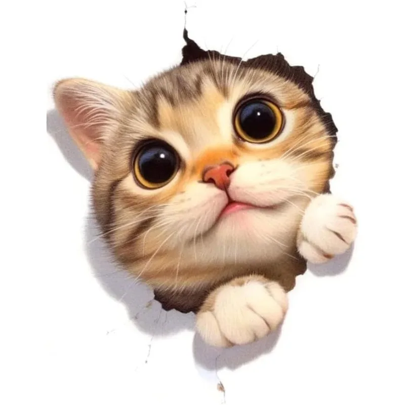 Cartoon Peeking Cat Vinyl Sticker Cute Anime Decal for Car Window Laptop Camper Motorcycle