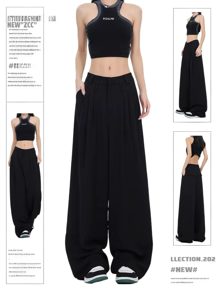 

American Retro High Waist Wide Leg Denim Jeans Women's Autumn Winter New Loose Drapey Floor-Length Pants Casual Style