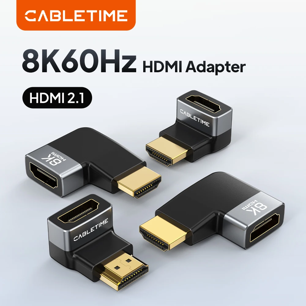 CABLETIME 8K HDMI Adapter Male to Female Converter Adapter UHD2.1 Support 8K HDMI 2.1 4K 120Hz 48Gbps For HDTV Laptop PS5