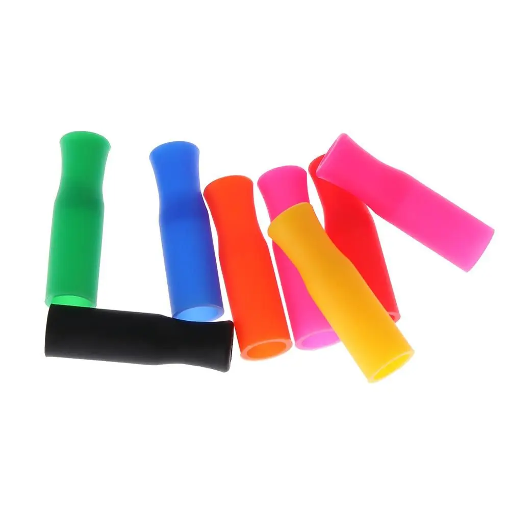 6mm/8mm Caps Anti Burn Teeth Protector Bar Reusable Silicone Straw Sleeve Food Grade Accessories Silicone Tip No Rattle Cover