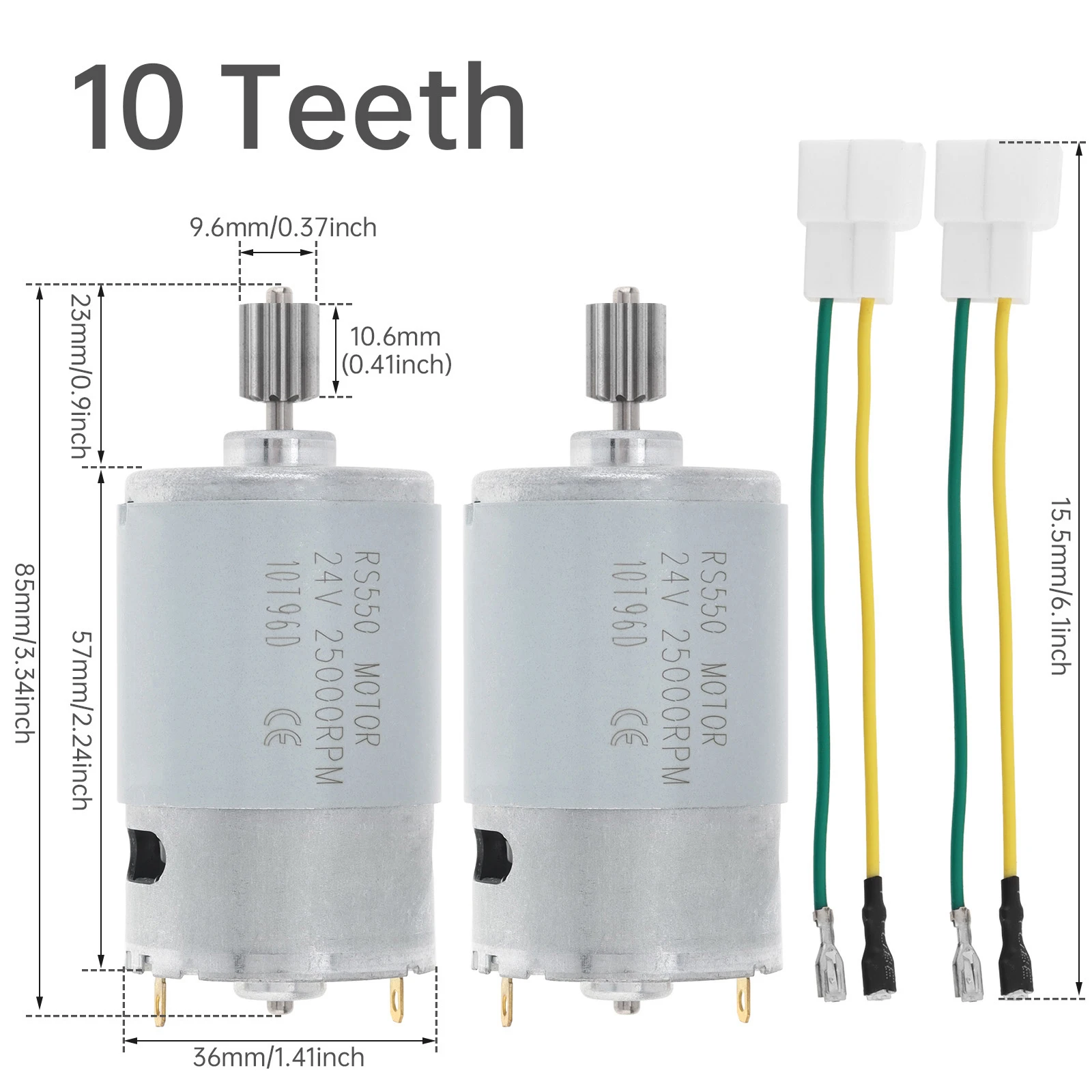 2pcs DC Motors 8-19Teeth Children's Electric Car DC Motor RS550 24V 25000RPM High Speed Kid's Ride on Car Drive Motor Upgrade