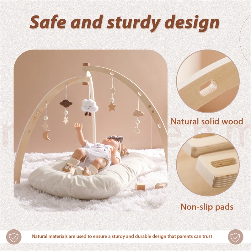 1Set Cute Clouds Stars Pendant Wooden Baby Play Gym Mobile Rattle Newborn Sensory Pendant Gifts Handmade Stroller Accessorie