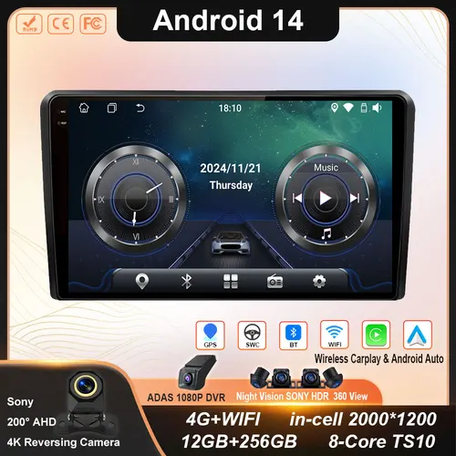 ワイヤレス CarPlay Android オートラジオアウディ A3 8P 2003 - 2013 4 グラム WIFI 車マルチメディアプレーヤー GPS Autoradio QLED DSP なし 2din DVD