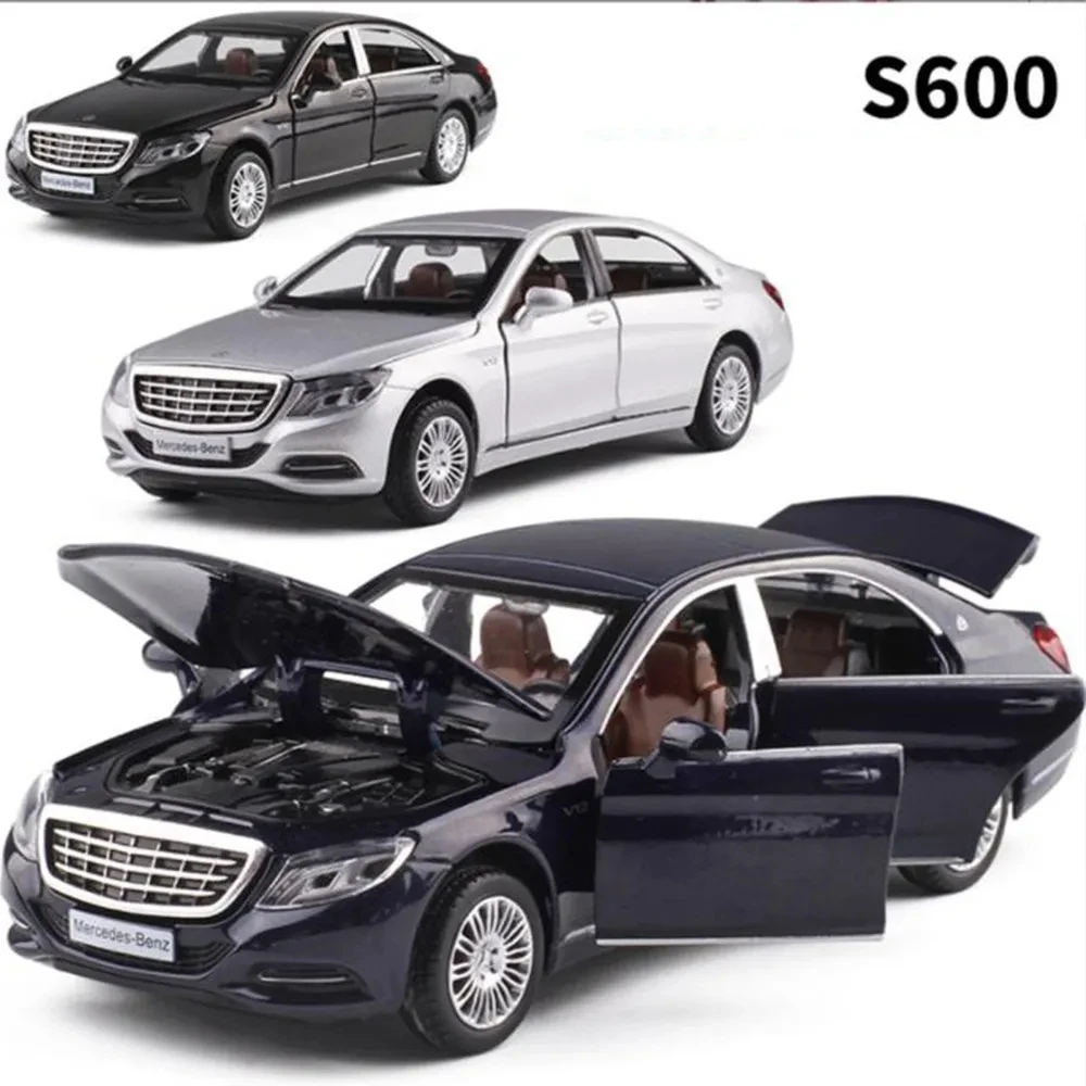 1:32 Scale Mercedes Benz Toy Car Models Maybach S600 Alloy Die cast Toys Vehicles Pull Back Sound Light Toys for Boys Best Gifts