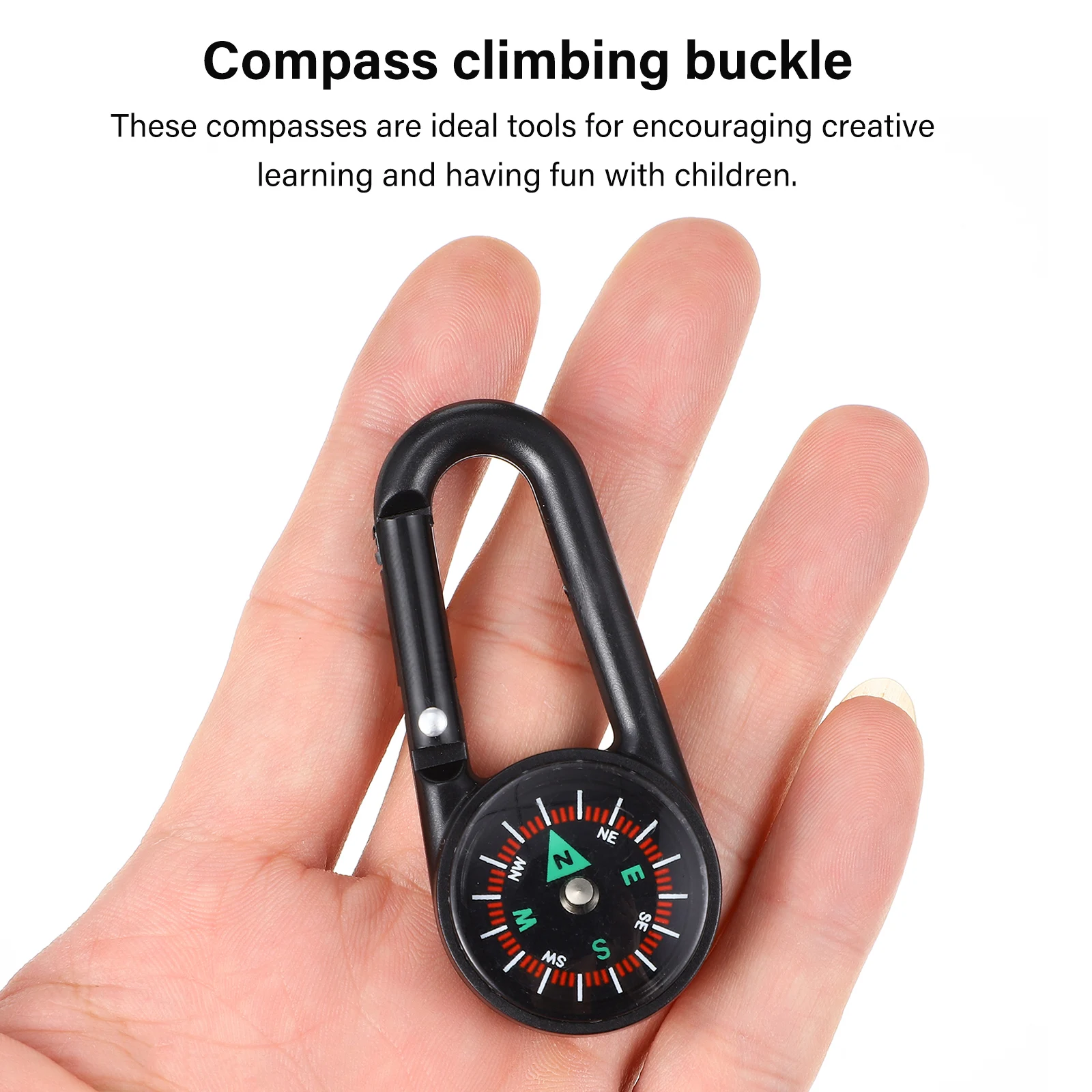 

24 pcs Compass Carabiner Plastic Keychain for Outdoor Hiking Camping Travel Portable Small Clip On Direction Guidance