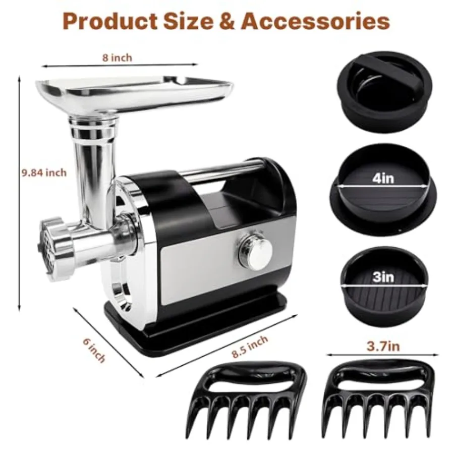 Электрическая мясорубка Макс. 3200 Вт, сверхмощная электрическая мясорубка с набором колбас Kubbe и 4 нержавеющими сталью St