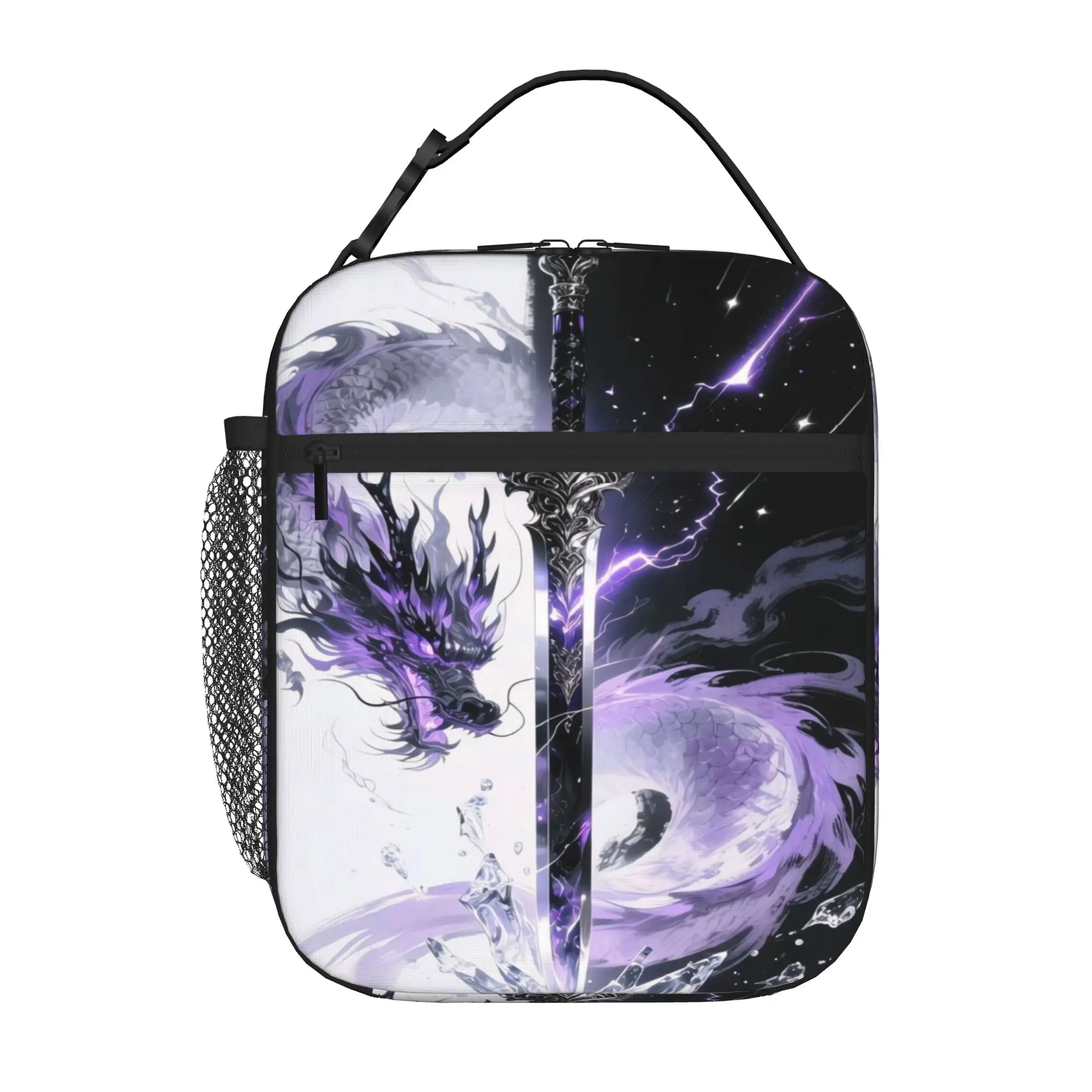 Back to school season Lunch Bag Purple Dragon Sword Anime Art Kawaii Good Quality Multi-Function Heat Preservation Lunch Bag