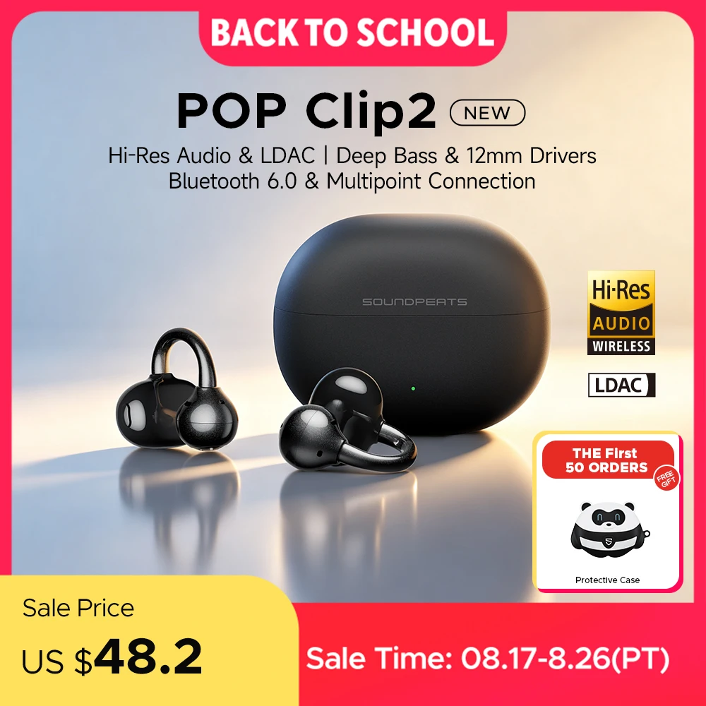 Soundpeats POP Clip2 Ear Clip Earbuds Open Ear Wireless Earphones