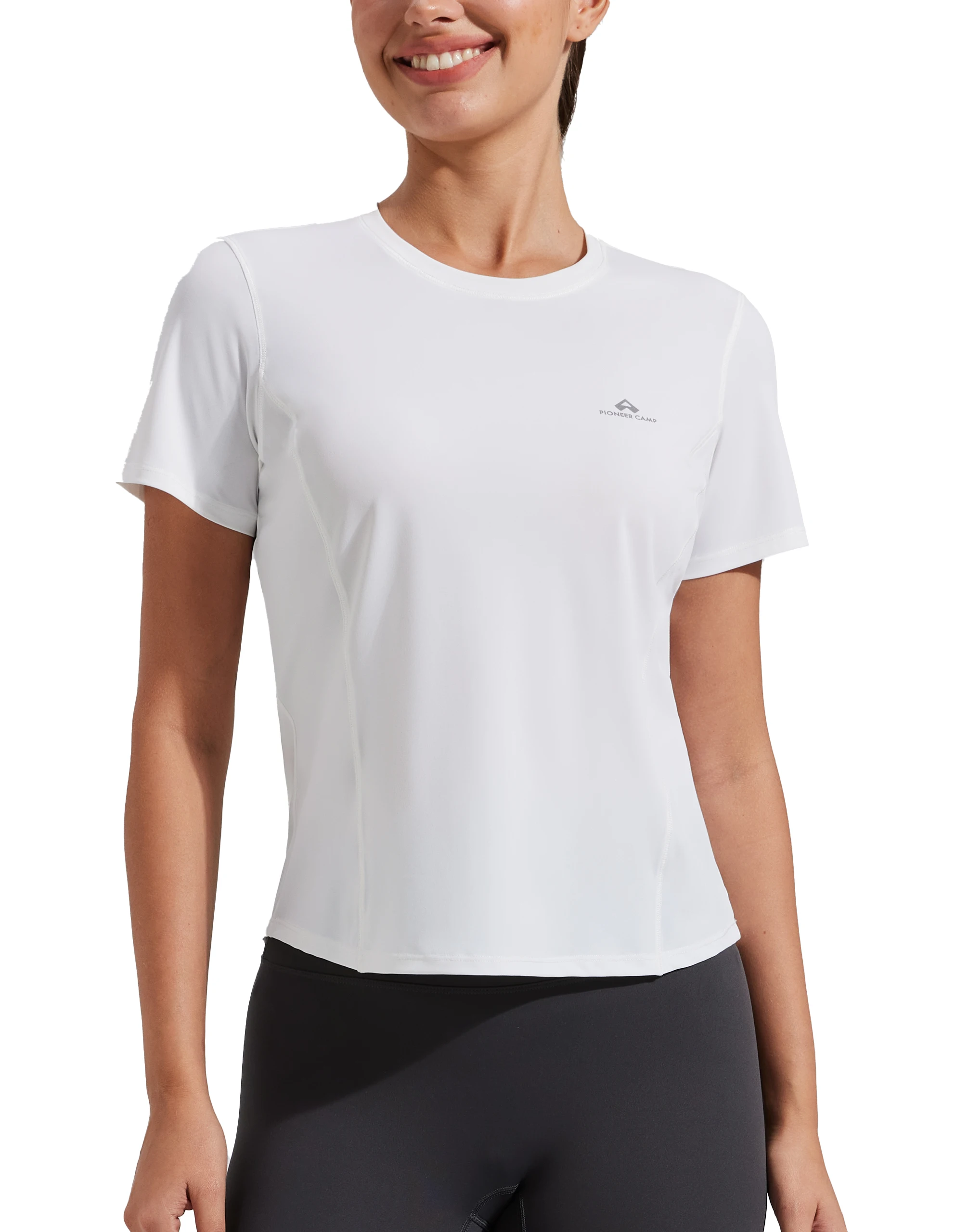 Pioneer Camp Women's Summer Quick Dry Workout Shirt UPF 50+ Shirt Sleeve Athletic Top Wicking Tees Gym Yoga Running Shirts