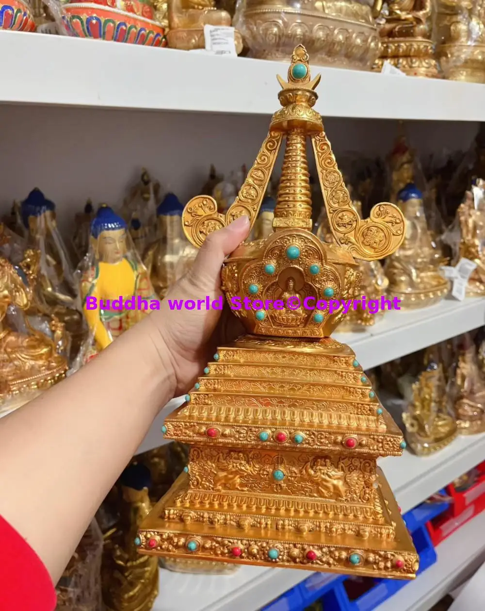 large # holy FO TA Shakyamuni Bodhi Pagoda stupa Scripture tower talisman Buddhism temple Wholesale Buddhist supplies COPPER