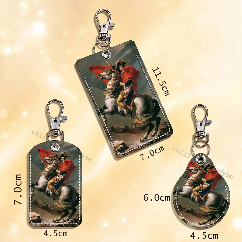 Napoleon Bonaparte Rectangle ID Card Case Keychain Access Card Bag Key Tag Ring Leather Card Holder Key Ring Access image 6