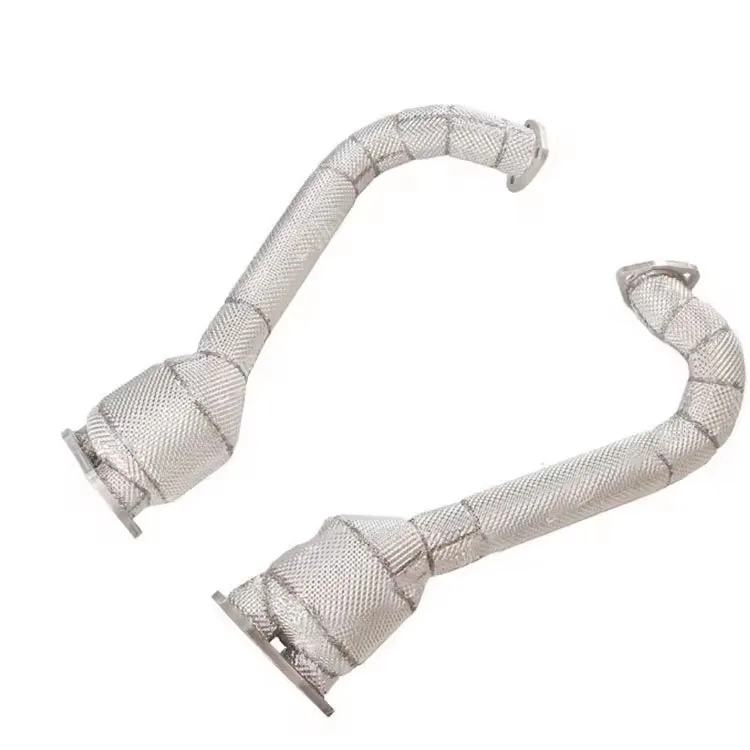 Xinaote สแตนเลสหนี Tubo หนี Coche Exhaust Downpipe พร้อมแผ่นป้องกันความร้อนสําหรับ Porsche 718 GT4 4.0L