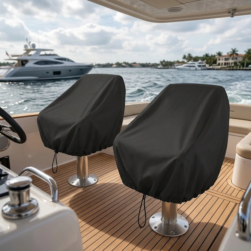 2-piece Durable Marine Seat Cover, UV-resistant and Windproof, Suitable for All Seasons