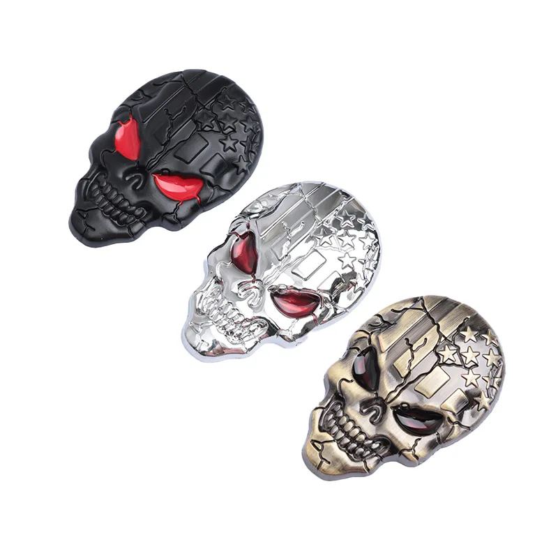 1Pcs Fashion 3D Demon Skull Zinc Alloy Metal Car Sticker for Car Motorcycle Logo Skull Emblem Badge Car Styling Stickers